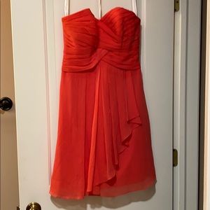 Short crinkle chiffon dress with front cascade